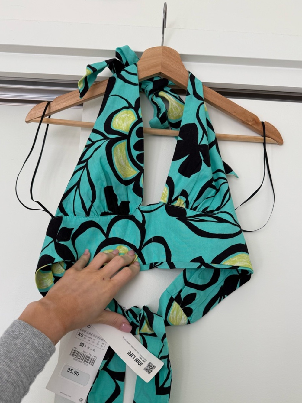 Turquoise Floral Halter Crop Top